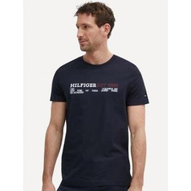 Imagem de Camiseta Tommy Hilfiger Masculina Monotype 1985 Logo Azul Marinho-Masculino