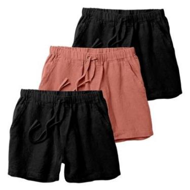 Imagem de Kit 3 Shorts Linho Premium Bermuda Masculina Moda Praia Luxo-Masculino