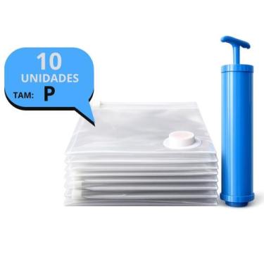 Imagem de Kit 10 Saco a Vácuo Organizador 60x40 Guarda Roupas Mala Viagem Com Bo