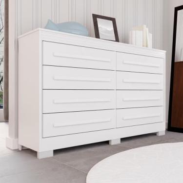 Imagem de Cômoda para Quarto 8 Gavetas Diamante Espresso Móveis Branco