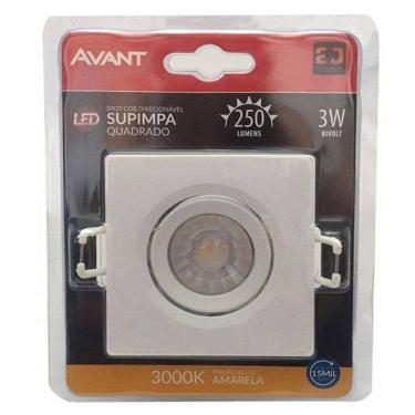 Imagem de Kit 10 Spot Led Cob Quadrado 3W Avant Branco Quente