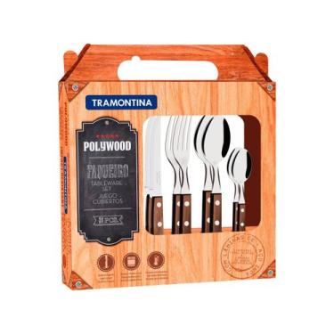 Imagem de Faqueiro Tramontina Polywood 24 Peças Castanho, Castanho, 24