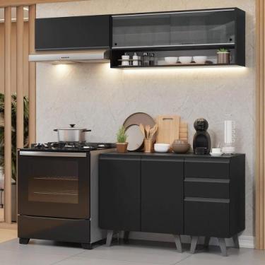 Imagem de Armário de Cozinha Compacta 200 cm Preto Nice Madesa 14, Preto