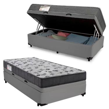Imagem de Cama Box Baú Solteiro Sintético + Colchão De Espuma D33 - SerenePrime - 88cm