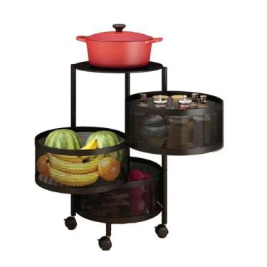 Imagem de Fruteira De Chão Redonda Cozinha 3 Andares Rodízio 3KAM