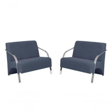 Imagem de Kit 2 Poltronas Namoradeira 2 Lugares Vênus Suede D Salla