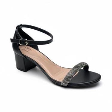 Imagem de Sandália Feminina 40 ao 44 Salto Bloco com Strass Conforto-Feminino