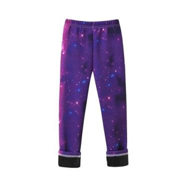 Imagem de Calças Longas De Plush Quente Para Meninas Com Forro De Fleece E Estam