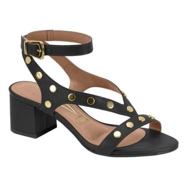 Imagem de Sandália Vizzano Salto Bloco Grosso Tira Com Tacha Moda 6291, Preto, 3