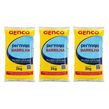 Imagem de Kit 3x pH Mais Barrilha Genco 2Kg Limpeza e Manutenção de Piscinas