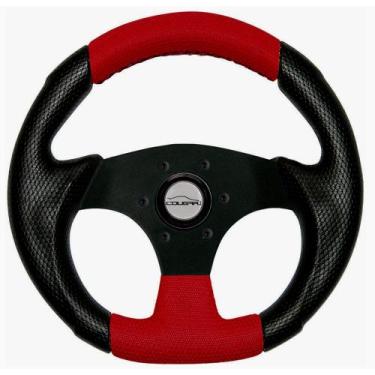 Imagem de Volante Pequeno Mini Vermelho Black Cougar 28 Cm + Cubo Buggy Fusca Ga