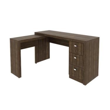 Imagem de Mesa para Escritório com Mesa de Apoio e 3 Gavetas ME4101 Nogal Tecnom
