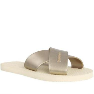 Imagem de Slide Havaianas Aqua Metallic Tiras Cruzadas Dourada-Unissex