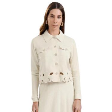 Imagem de Camisa Feminina Gris Linho com Elastano, Creme, P