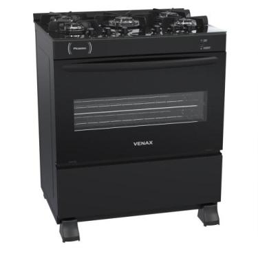Imagem de Fogao a Gas 5 Bocas Venax Picasso Vitreo Preto, Preto, Bivolt