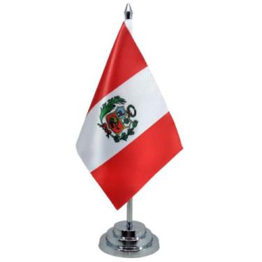 Imagem de Bandeira Mesa Dupla Face Peru 29 Cm Alt (mastro) - SP Bandeiras 