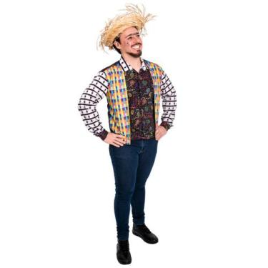 Imagem de Camisa Fitas Adulta Festa Junina  Preta Tamanho GG - Anjo Fantasias