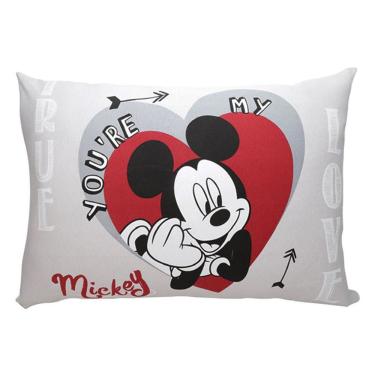 Imagem de Fronha Avulsa Mickey Lovers Malha 100% Algodão 48cmx68cm 01 Peça Branco Portallar