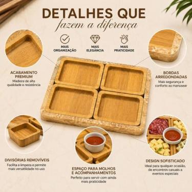 Imagem de Petisqueira Quadrada Madeira Para Petiscos, Frios Happy Hour - TOP RIO
