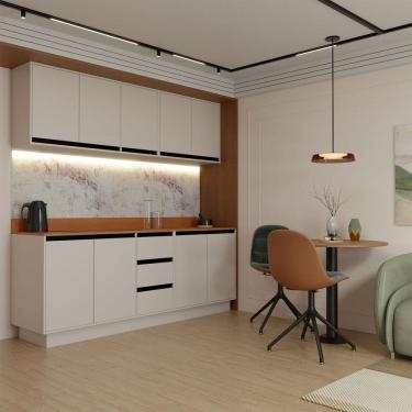 Imagem de Cozinha Completa Veneza 9 Portas 3 Gavetas Creme - Panorama Móveis
