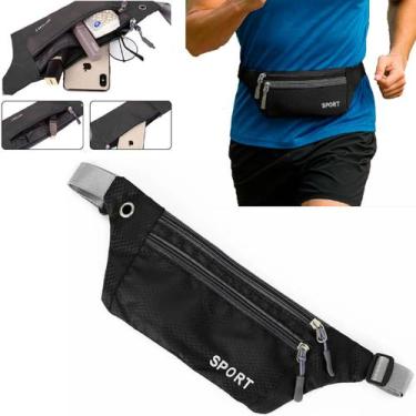 Imagem de Pochete Slim 3 Bolsos Masc Fem Academia Caminhada Corrida COR:PRETO - 