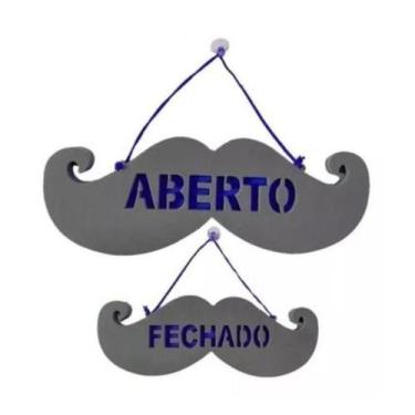 Imagem de Placa Bigode Sinalização Aberto / Fechado Neon Para Barbearia - Outras
