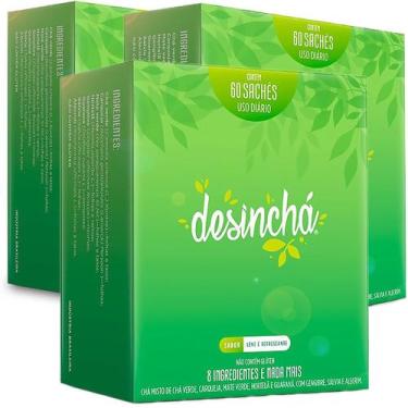 Imagem de Kit 3 Caixas Desinchá Dia 60 sachês Suplemento Alimentar Natural Chá V
