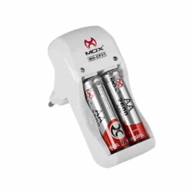 Imagem de Carregador de Pilhas AA + 2 Pilhas AA Recarregável Bivolt - Mox
