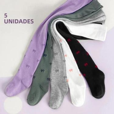 Imagem de Meias Leggings Lisas De Espessura Média Para Meninas, 5 Peças, Para Us