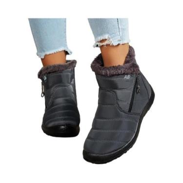 Imagem de Botas Esportivas Femininas Impermeáveis De Cano Médio Com Pelúcia Gros