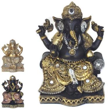 Imagem de King Ganesha Hindu Deus Sorte Prosperidade Sabedoria Resina Estatua Re