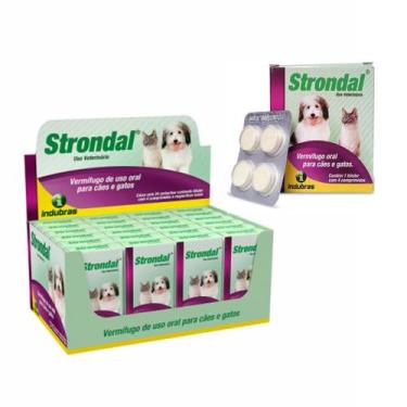 Imagem de Kit 24x Strondal 4 comprimidos Indubras - Vermífugo P/ Cães e Gatos