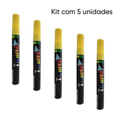Imagem de Kit de 5 Marcadores Artístico Paint Maker - Ponta Média - Cor Amarelo 