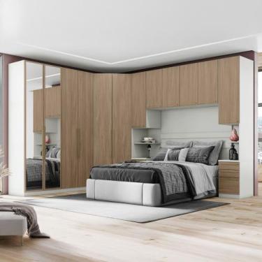 Imagem de Quarto Modulado Casal 6 Peças Bellagio Casa 812, Areia HP/Jequitibá