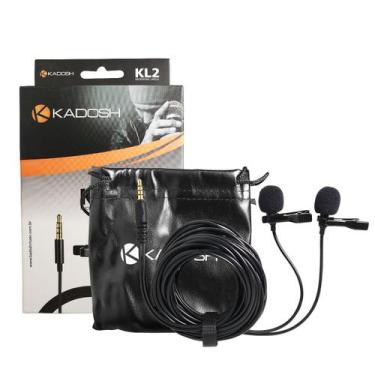 Imagem de Lapela Duplo Microfone Kadosh P/ Celular Câmeras Gravadores