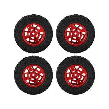 Imagem de Pneus de borracha de aro de roda de 7 mm, pneu durável de borracha de aro de roda para carro RC 1/24 para carro RC axial SCX24(vermelho)