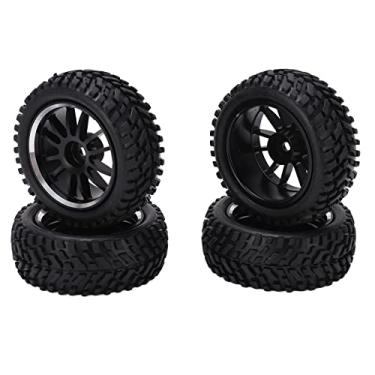 Imagem de Pneus de borracha de 75 mm, prático preto 1/14 RC Car Tires Good aderência ambiental resistente almofada para Wltoys 144001 1/14 veículo fora de estrada