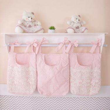 Imagem de Porta Fraldas Americano Rose Zaya Com Renda 3 Peças - Bebê Enxovais