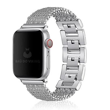 Imagem de Pulseira Aço Elos Fios, Compatível com Apple Watch (42/44/45, Prata)