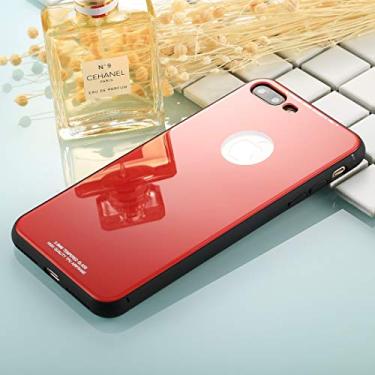 Imagem de CHAJIJIAO Capa ultrafina para iPhone 8 Plus e 7 Plus 0,8 mm de vidro temperado TPU Airframe capa traseira protetora capa traseira para telefone (cor: vermelha)