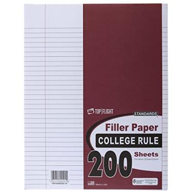 Imagem de Top Flight Papel de enchimento, 28 x 21 cm, College Rule, 200 folhas (12401), branco