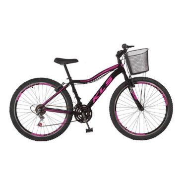 Imagem de Bicicleta Mtb Aro 26 Alumínio Sport Gold Freio V-brake 21 Marchas Feminina Kls Preto Com Pink