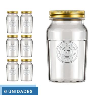 Imagem de 6 Pote Americano Mantimento Café Vidro Vintage 1,5L Nadir