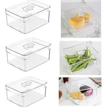 Imagem de Organizadores De Geladeira Potes Porta Queijo Legumes Kit 3