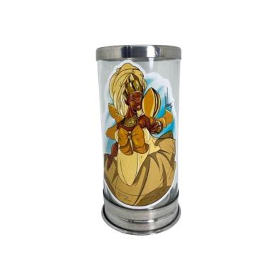 Imagem de Suporte Para Vela 7 Dias 18 Cm Oxum Amarelo Vidro Alumínio