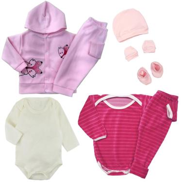 Imagem de Kit 4 Peças Bebês Conjunto Plush e Soft Peluciado Body Touca