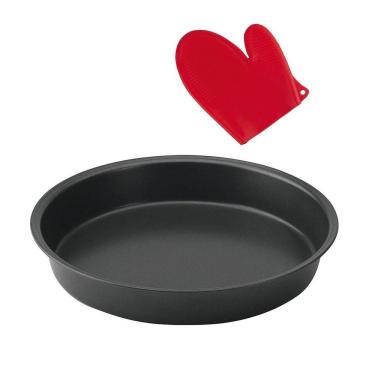 Imagem de Assadeira Aço Carbono 31,5cm + Luva Silicone Kit 2 pçs