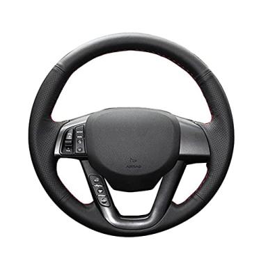 Imagem de DYBANP Capa de volante, para Kia K5 Optima 2011-2013, capa de volante de couro preto costurada à mão DIY