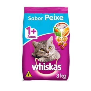 Imagem de Ração Whiskas Para Gatos Adultos Sabor Peixe - 3Kg
