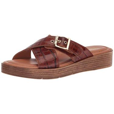 Imagem de Bella Vita Sandália rasteira feminina, Couro italiano de conhaque, 9.5 X-Wide